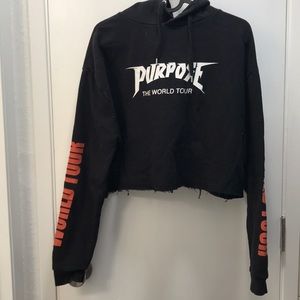 Divided Tops - World Tour Justin Bieber Crop Top Hoodie Divided Tops - World Tour Justin Bieber Crop Top Hoodie